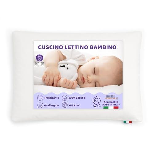 baby idea Babysanity Cuscino Letto per Bambini 1-5 Anni – Antisoffoco e Traspirante – Per Lettino, Neonato, Culla – Made in Italy – Morbido, Sicuro, Certificato Oeko-Tex