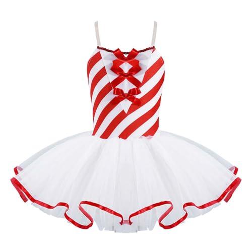 RUNQHUI Bambino Ragazza Tutu Vestito Natale Vestito Danza Classico Balletto Leotard Ginnastica Costume Spettacolo Vestito Natale, rosso, 9-10 Anni