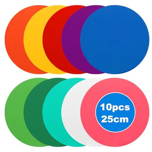 MIVIDE 10 dischi di marcatura da 25 cm, 10 colori, per sport, flater, per allenamento, calcio, campi sportivi