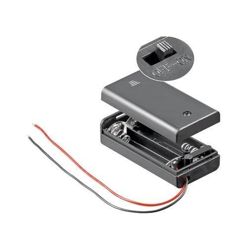 Cablepelado - Portabatterie per 2 batterie LR6 AA con interruttore, nero