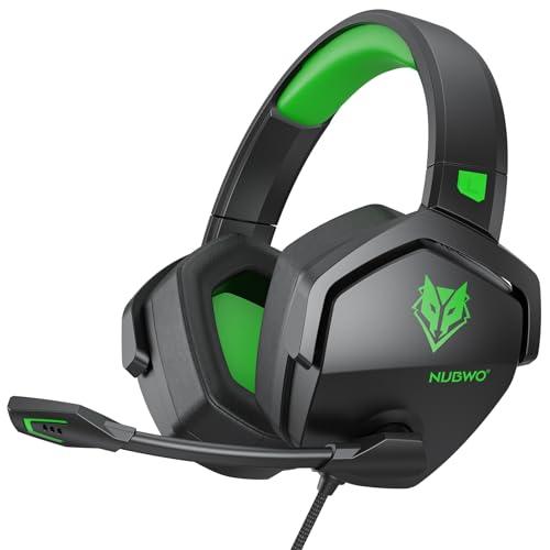 NUBWO Cuffie Gaming per PS4, PS5, PC, Xboxone, Cuffie con Microfono Over-Ear con Cancellazione del Rumore per Computer Portatili NS Games - Verde