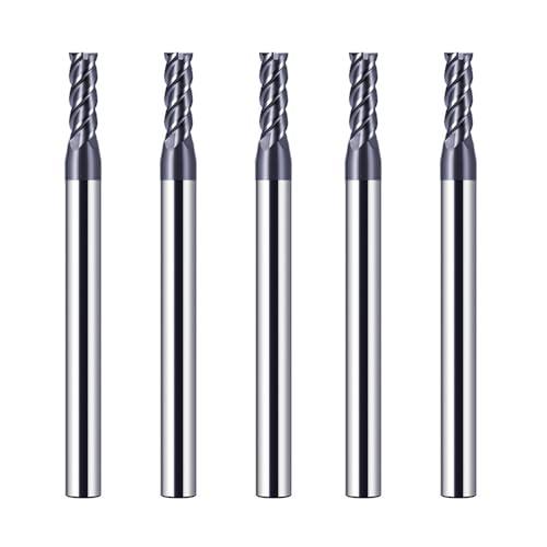 CREEYA 5 pezzi Fresa in metallo duro 3mm, 4 flauto/4 Precision CNC Fresa, HRC55, Nero Rivestimento in AlTiN, frese cnc 3mm per Acciaio Metallo legno Acrylique Plastique (3mm)