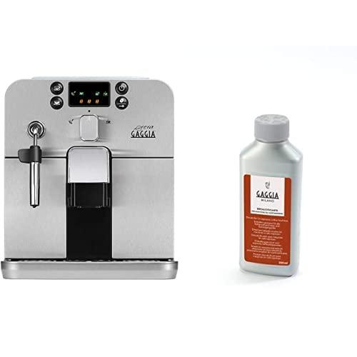Gaggia Brera Silver, Caffè in Grani o Macinato, RI9305/01, 1400W, Silver, 100% Made in Italy RI9111/60 21001681 Soluzione Decalcificante, Flacone da 250 ml