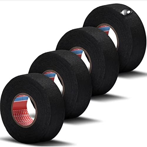 4 pezzi nastro in tessuto per auto nastro adesivo nastro isolante nero, nastro tessile autoadesivo per cablaggi, motocicletta per uso domestico (19 mm x 15 m)