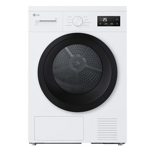 LG RNA1008NWK Asciugatrice Pompa di Calore 8 kg, Classe D, Asciugatura Delicata a Bassa Temperatura con Sensore, Serie A1, 8 Programmi, Cestello in Acciaio Galvanizzato, Bianco