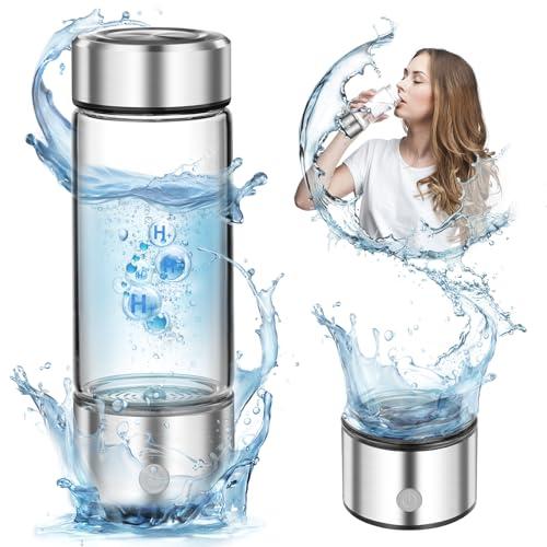 PQETBV Generatore di Idrogeno, Bottiglia D'acqua Idrogenata, Generatore Portatile di Bottiglie di Idrogeno, Ionizzatore D'acqua, Ideale per Ufficio, Viaggi e Lavoro (Argentato)