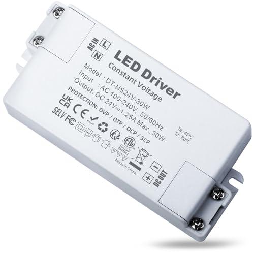 REYLAX Trasformatore LED 24V, Alimentatore 30W 1.25A, Alimentatore Interruttore AC 220V to DC Trasformatori, Driver LED di Tensione Costante, per Bassa Tensione Striscia Led Lampadina MR16 MR11