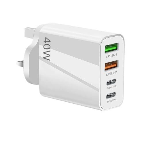 Presa per caricabatterie da viaggio UK, adattatore per presa UK, 2 porte USB-A e 2 porte USB-C, adatto per Regno Unito, Irlanda, Scozia, Inghilterra, Malta, Dubai