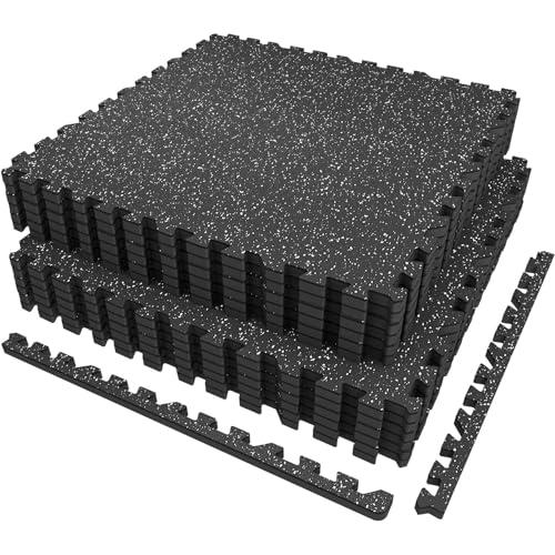 AIRHOP 6 Pz 60x60x1,4cm Tappetino per Attrezzature da Esercizio, Superficie in Gomma Robusta e Spessa, Tappetino Puzzle per la Protezione del Pavimento, per Palestra e Casa, Tappetino Fitness