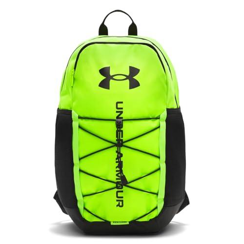 Under Armour Unisex Hustle Sport 6.0 Backpack, Zaino palestra idrorepellente per sport e atletica, Zaino sportivo con resistente fondo rivestito,Hyper Green/Black/Black,OSFM