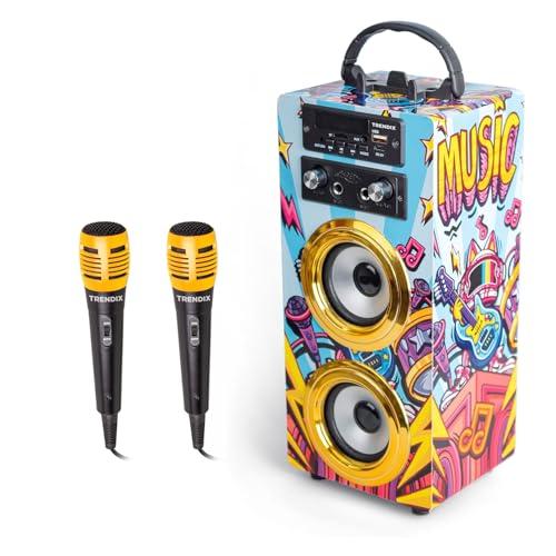 Trendix - Karaoke Per Bambini Music Star | Karaoke Con Microfono 2 Microfoni | Microfono Con Cassa Bluetooth, Radio Fm, Usb | Cassa Bluetooth Con Microfono Portatile | Regalo Bambino 10 Anni Maschio