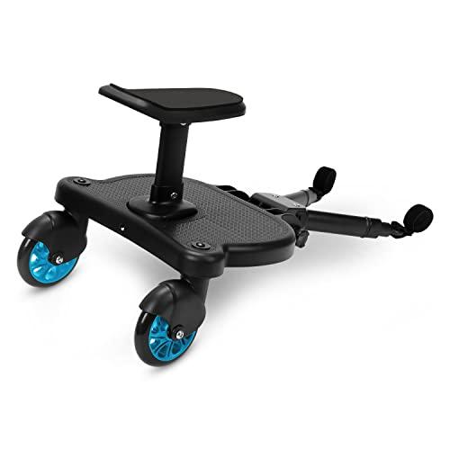 Tubiaz Passeggino con sedile, Pedana universale per bambini, design a due ruote a 360°, accessori per passeggino, adatto per ogni passeggino (blu)