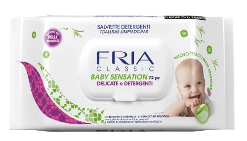 Salviette per Bambini e Neonati - Con Estratto di Camomilla - Testate su Pelli Sensibili - Formato: 72 Salviette - Baby Sensation Classic con Coperchio – FRIA