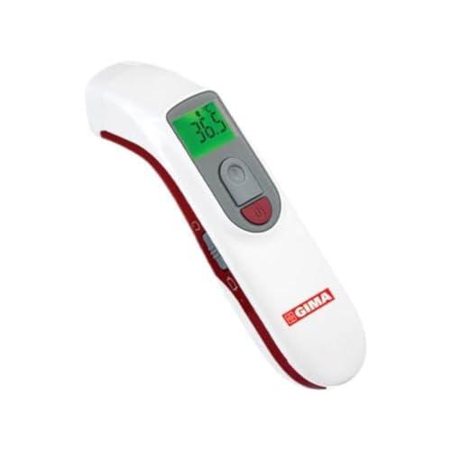 GIMA - Termometro Infrarossi Frontale Laser Digitale Professionale, per Febbre, Istantaneo, Senza Contatto, per Neonati, Bambini e Adulti, Thermoscanner con Allarme, 2 AAA incluse, lingue GB,FR,IT,ES