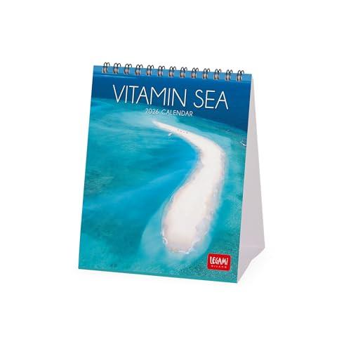 Legami - Calendario da Tavolo 2026, Vitamin Sea, Calendario da Scrivania, 12 Mesi e Planner Annuale, in 6 Lingue, Segni zodiacali, Festività internazionali, 12 x 14.5 cm