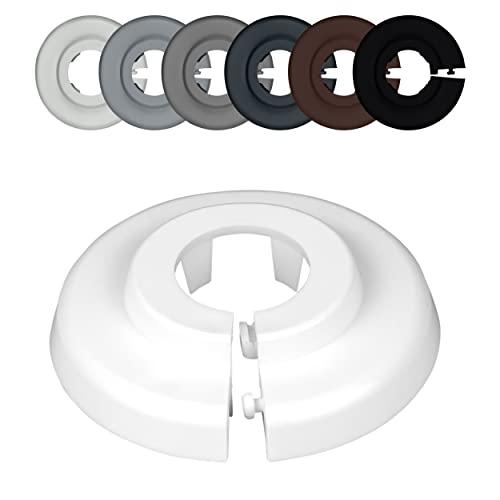 FUX Copri Tubi Termosifoni - 10 Rosette per Termosifone 15mm, Bianco (RAL 9016) - Copertura per Tubi Riscaldamento, Rosette Termosifoni, Accessori Termosifoni