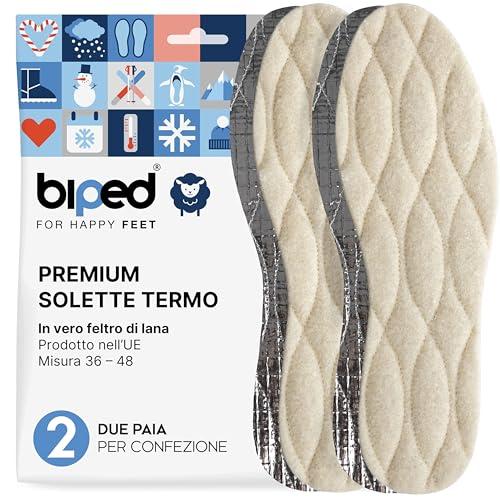 biped 2 paia di solette invernali - Solette per scarpe in vera lana d'agnello - Solette termiche riscaldanti con parte inferiore in alluminio z2391(43)