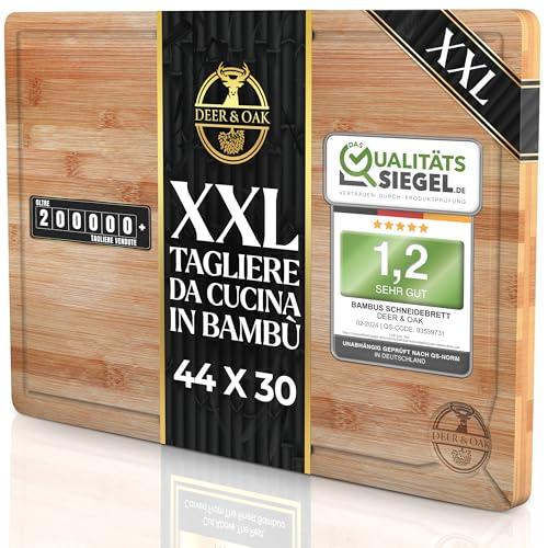 Deer & Oak Tagliere da Cucina in Bambù Premium Premium - 44 x 30 x 2 cm, Tagliere da Cucina Versatile per Carne, Verdure e Pane, in Legno Naturale PreOliato, Resistente e Raffinato
