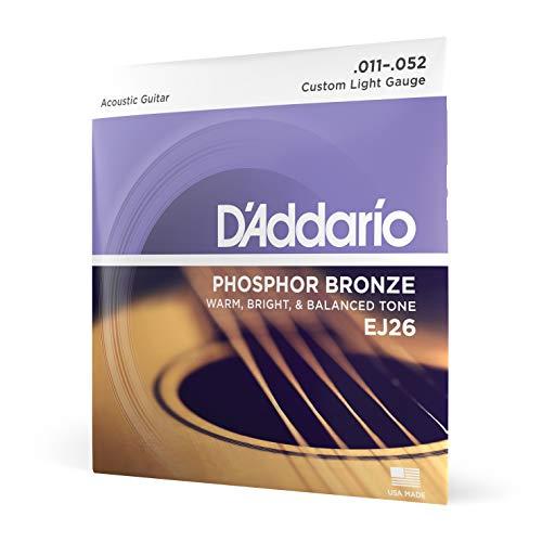D'Addario Corde per Chitarra Acustica EJ26 Set EJ Phosphor BRZ RND WND, 11-52