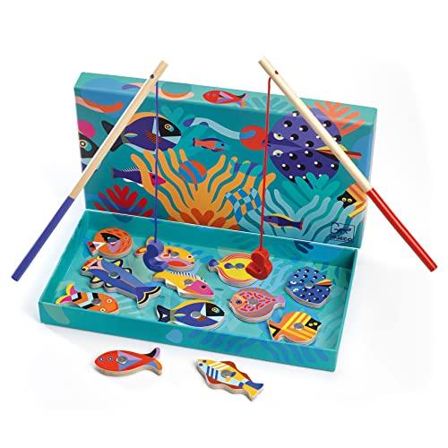 DJECO- Pesca Graphic Pesce Playset di Figure Giocattolo, Colore Blu, S, 31658