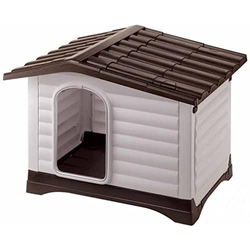 Ferplast DOGVILLA 90 Casetta per Cani con Tetto e Lato Apribili - Sistema Drenaggio Liquidi - Griglia Aerazione - Porta Antimorso in Alluminio - Piedi Isolanti - 88 x 72 x h 65 cm