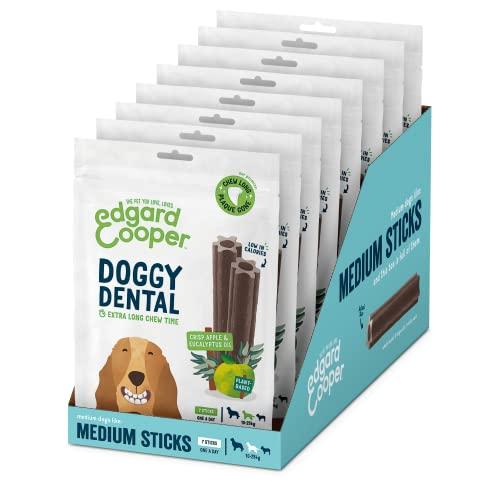 Edgard & Cooper Snack per Cane Stick Dentali Naturale 8x7 (confezione da 8) Bastoncini da Masticare, igiene dentale, tempo di masticazione lungo, alito fresco (Mela e Eucalipto, Medio)