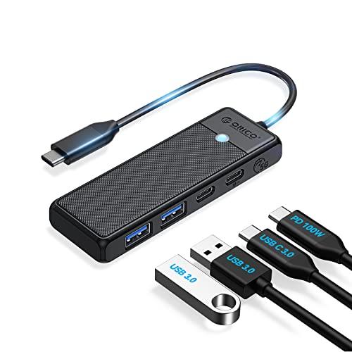 ORICO Hub USB C, Adattatore Multiplo USB 4 in 1 con 100W Power Delivery, Porta Dati USB-C, 2 Porte Dati USB 3.0, Splitter USB C per MacBook Pro, MacBook Air, iPad Pro, XPS e altro ancora