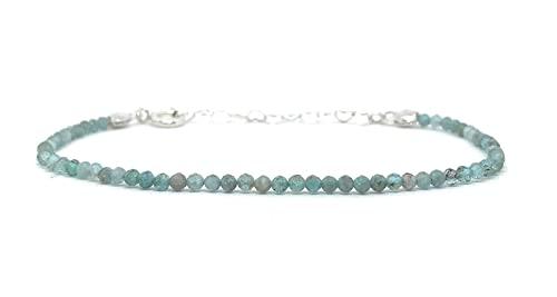 Bracciale donna cianite in pietra naturale argento 925 spessore 2 mm regolabile da 16 cm a 19 cm