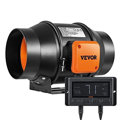 VEVOR Inline - Ventilatore per canale, 6 pollici, 402 CFM, con regolatore di temperatura, silenzioso, ventilazione del motore EC per raffreddamento, booster, tende di crescita, idroponica