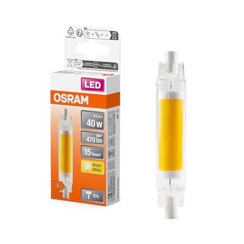 OSRAM Lampada LED multicolore sottile LED Slim Line con attacco retrofit R7s, 4,5 W / 470 lm, luce bianca calda e trasparente con 2700 K, non dimmerabile, IP20, vetro senza piombo, diametro 16 mm.