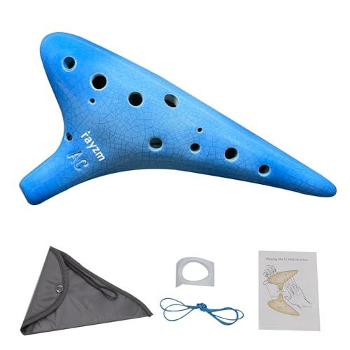 rayzm Ocarina in Ceramica Alto C a 12 Fori, 13 Note in Do Maggiore, Strumento a Fiato Ocarina per Principianti con Borsa Imbottita