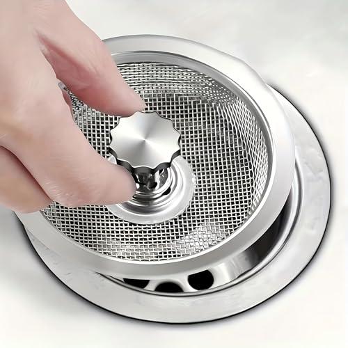 Filtro per lavello da cucina in acciaio inox, griglia da 8,3 cm e 7 cm, anti-blocco adatto per bagni, servizi igienici.