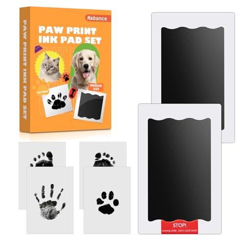 Nabance 2pcs impronta mani e piedi neonati, Kit Impronta Cane Con 4 Carte Scheda di Stampa Bianca Non Tossici Sicuri Adatto per gli animali domestici, Regalo Battesimo Bimbo