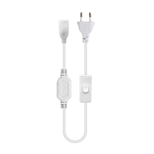 XUNATA Cavo di Alimentazione con Interruttore per Luce al Neon Striscia LED COB 220V, Bianco, Lungo Circa 90 cm