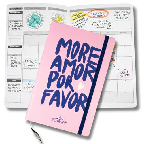 Life Planner, Agenda Motivazionale Made in Italy, Agenda 12 Mesi, da Gennaio a Dicembre 2026, Planner Settimanale e Mensile, Spazi Dedicati a Pensieri e Riflessioni (More Amor, Piccola)