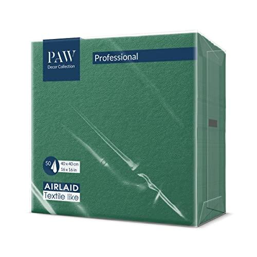 PAW - Tovaglioli Airlaid (40 x 40 cm) I 50 pezzi I A tinta unita I In tessuto I Decorazione da tavola elegante I HoReCa I Per occasioni importanti come matrimoni, feste I Color: Dark Green