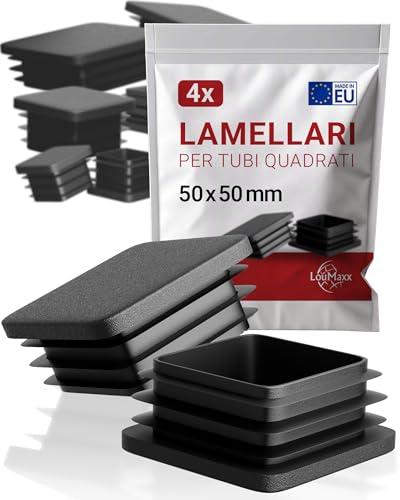 LouMaxx Tappi lamellari 50 x 50 mm, copertura per tubo nero, tappi per tubi quadrati 50 x 50 mm, tappi quadrati per tubi in plastica robusta, tappi per pali come tappo di copertura