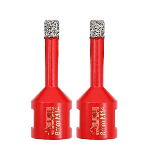 SHDIATOOL Punta per Trapano Diamantata 2 Pezzi 8mm Vacuum Brasato Foretto Diamantato per Porcellana Piastrella Granito Marmo Taglio a Secco