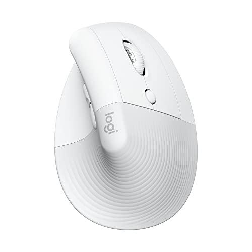 Logitech Lift Mouse Ergonomico Verticale, Senza Fili, Ricevitore Bluetooth o Logi Bolt USB, Clic Silenziosi, 4 Tasti, Compatibile con Windows / macOS / iPadOS, Laptop, PC - Bianco