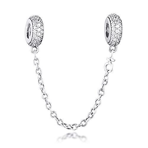 PANDOCCI Adatto bracciale Pandora & collana pavimentano catena Ispirazione sicurezza perline d'argento con CZ originale 925 fascini d'argento Gioielli fai da te