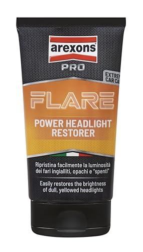 Arexons Car Care Pro FLARE - Super Rigenera Fanali, Pasta che Ripristina la Luminosità dei Fari Ingialliti e Opachi, Lucida Parabrezza di Moto e Scooter, 150g