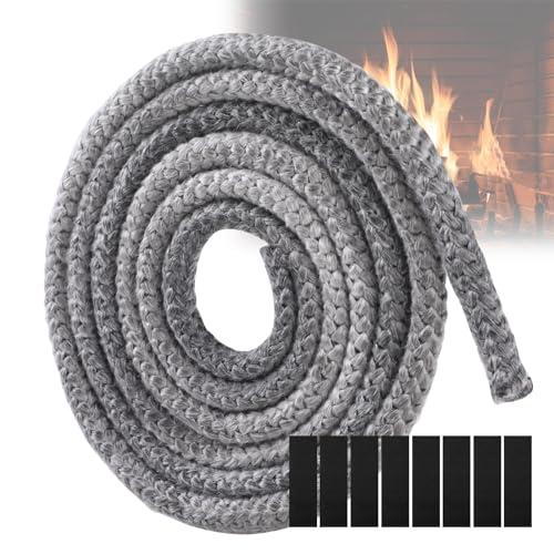 Guarnizione per Porta Stufa, GeeRic Φ12mm*2.5m Guarnizione per Camino+8 Nastri per Alte Temperature Fibra di Corda Ignifugo Guarnizione Isolante in Fibra per Stufe/Tubo di Forno/Caminetto/Camino