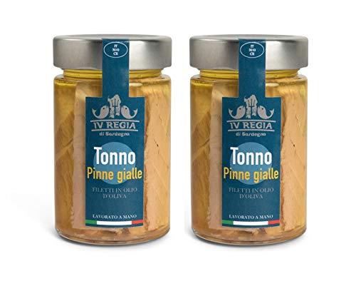 Filetti di Tonno pinne gialle in olio d'oliva IV Regia di Sardegna - 2 confezioni da 190g - Lavorato a mano in Sardegna, Italia - Produzione artigianale sarda certificata Kosher