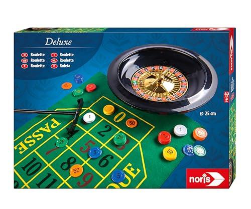 noris 606102025 - Set roulette Deluxe con 2 sfere in acciaio, 60 fiche e altri accessori per una vera atmosfera da casinò, dai 6 anni in su