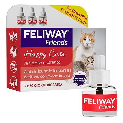 FELIWAY Friends 3x30 Giorni Ricariche Calmanti per Gatti per Diffusore di Feromoni, 48 ml – Aiuta a creare armonia e a ridurre i conflitti nelle case con più gatti. Raccomandato dai veterinari