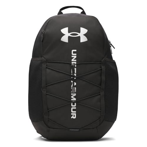 Under Armour Unisex Hustle Sport 6.0 Backpack, Zaino palestra idrorepellente per sport e atletica, Zaino sportivo con resistente fondo rivestito,Black/Black/Metallic Silver,OSFM