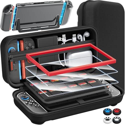 Fenolical Kit di Accessori 14 in 1 Compatibile con Nintendo Switch 2, Custodia per Switch 2, Custodia Protettiva in Vetro per lo Schermo, con 2 Guide, 4 Protezioni per Joystick e Altro Ancora.