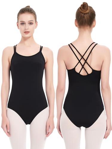 Kefiyis Body Danza Classica Donna Camisole Body Ginnastica Artistica Nero Balletto Leotard Alta Elasticità Dancewear Nero XL