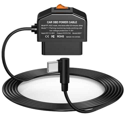 Gebildet Kit di cablaggio OBD per Dash Cam USB di tipo C con Cavo di Alimentazione OBD per Dashcam da 12-24V a 5V/3A con Protezione da Bassa Tensione,Sorveglianza Parcheggio 24ore su 24/modalità Acc