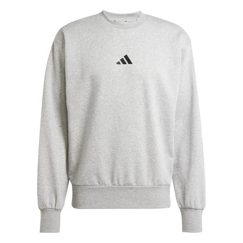 adidas Homme Essentials FEELCOZY Fleece Sweatshirt, Medium Grey Heather/Black, M